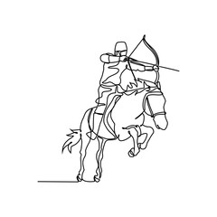 One continuous line drawing of illustration of a soldier riding a horse during war. soldier riding a horse concept in simple linear style continuous line. soldier concept vector illustration.