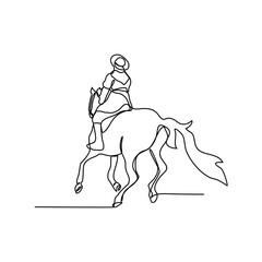 Fototapeta na wymiar One continuous line drawing of illustration of a soldier riding a horse during war. soldier riding a horse concept in simple linear style continuous line. soldier concept vector illustration.