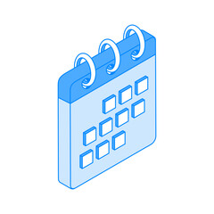 Calendar isometric icon editable stroke
