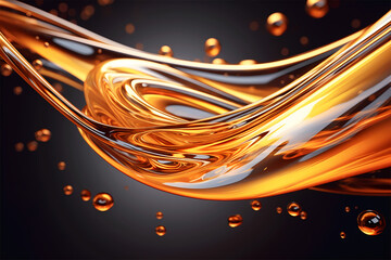 Beauty in Motion, Light Shining on Golding Splash of Oil, Creating Smooth and Elegant Swirls, Ideal for Fuel and Luxury Concepts, generative ai.