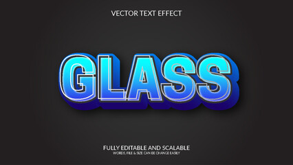 Glass 3D Fully Editable Vector Eps Text Effect Template Design