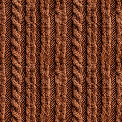 Brown knitted fabric, seamless pixel perfect pattern texture.