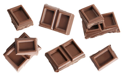 Collection of delicious chocolate pieces, cut out