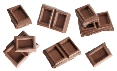 Collection of delicious chocolate pieces, cut out