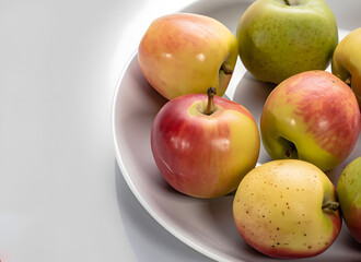 Frische &Auml;pfel und Apfelh&auml;lfte auf hellem Hintergrund &ndash; Nat&uuml;rlich und gesund