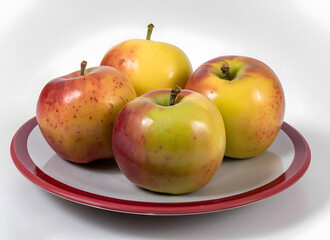 Frische &Auml;pfel und Apfelh&auml;lfte auf hellem Hintergrund &ndash; Nat&uuml;rlich und gesund