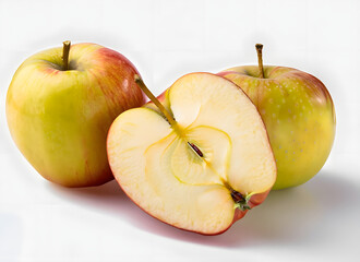 Frische &Auml;pfel und Apfelh&auml;lfte auf hellem Hintergrund &ndash; Nat&uuml;rlich und gesund