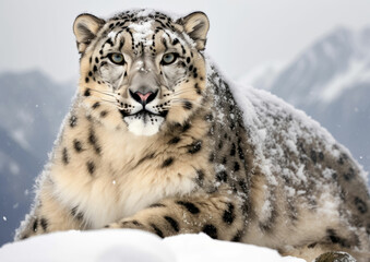 Front Portrait of Snow Leopard