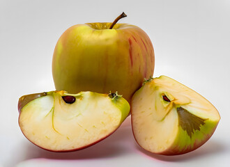 Frische &Auml;pfel und Apfelh&auml;lfte auf hellem Hintergrund &ndash; Nat&uuml;rlich und gesund