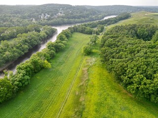 Aerial view of beautiful rural natural scenery in the countryside of Haverhill, Massachusetts