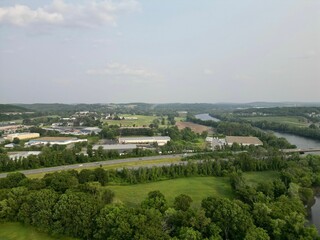 Fototapeta premium Aerial view of beautiful rural natural scenery in the countryside of Haverhill, Massachusetts