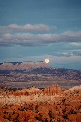 Full moon over Bryce Canyon National Park, Southern Utah.