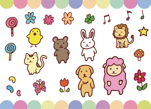 Cute animal illustration set for children.