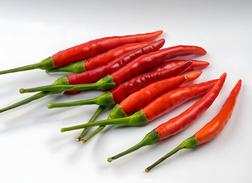 Rote Chilischoten auf gr&uuml;nem Blattteller &ndash; Scharfe W&uuml;rze