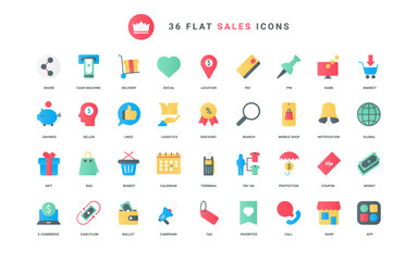 Discount coupons for retail shop app and marketplace, commercial promotion and gift, support in payment and shopping with bags. Ecommerce and sales trendy flat icons set vector illustration