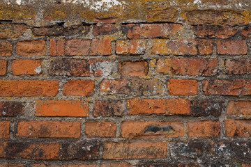 Red old brick wall, industrial texture.