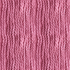 Pink knitted fabric, seamless pixel perfect pattern texture.