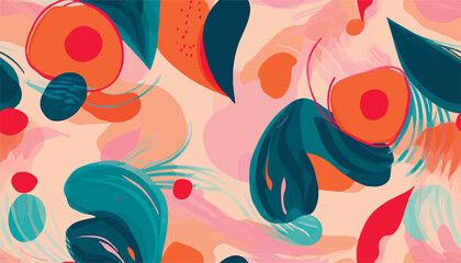 abstract cute fruits and flowers pattern. Collage playful contemporary print. Fashionable template for design.