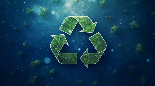 Eco friendly recyclation concept. 3d rendering of green recycle icon