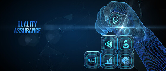 Business, Technology, Internet and network concept. Quality Assurance service guarantee standard. 3d illustration