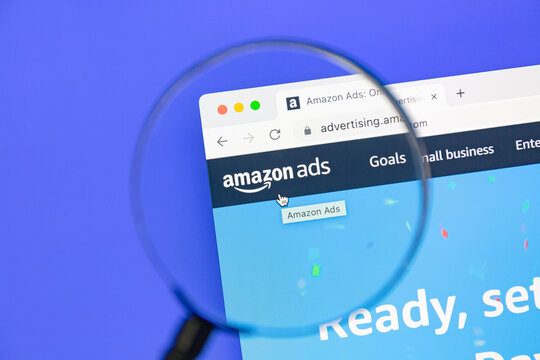 Ostersund, Sweden - July 3 2023: Amazon Ads website.Amazon.com, Inc. is an American multinational technology company..