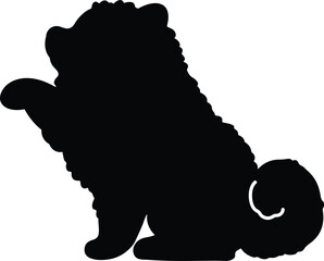 Silhouette of Pomeranian shaking hands