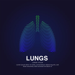 Human Lungs medical structure. simple line art Vector logo Lungs color silhouette on a dark background. EPS 10