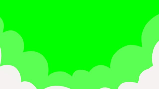 Cartoon simple clouds, flying effect in the sky for pasting on a green background
