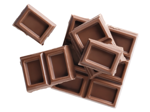 Delicious chocolate pieces cut out