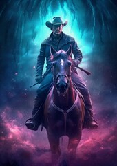 Photo of a man riding a horse with determination and grace .generative ai