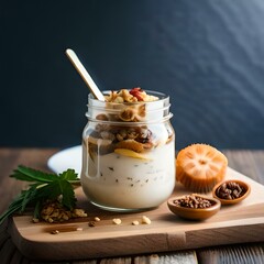Greek Yogurt with almonds and fruits 