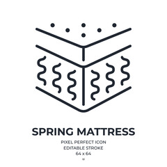 Spring mattress editable stroke outline icon isolated on white background flat vector illustration. Pixel perfect. 64 x 64.