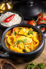 Fish stew. Traditional dish in Brazil, (Moqueca Baiana de Peixe).