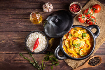Fish stew. Traditional dish in Brazil, (Moqueca Baiana de Peixe).