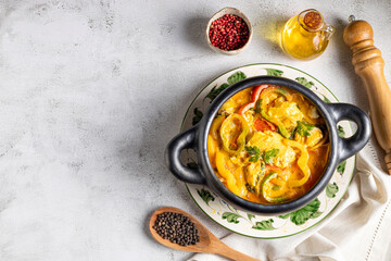 Fish stew. Traditional dish in Brazil, (Moqueca Baiana de Peixe).