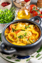 Fish stew. Traditional dish in Brazil, (Moqueca Baiana de Peixe).