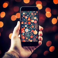 Phone in hand , christmas