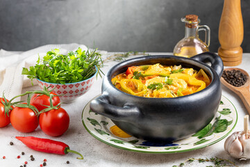 Fish stew. Traditional dish in Brazil, (Moqueca Baiana de Peixe).