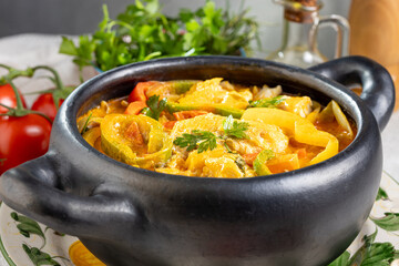 Fish stew. Traditional dish in Brazil, (Moqueca Baiana de Peixe).