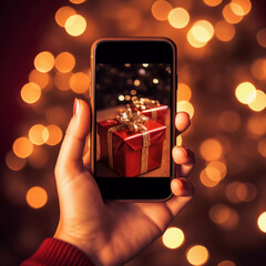 Phone in hand , christmas