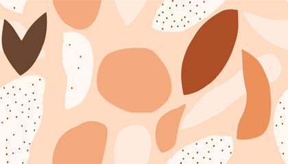 Hand drawn minimal abstract shapes pattern. Soft warm beautiful collage contemporary print. Fashionable template for design.