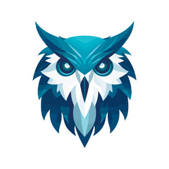 Modern abstract vector illustration of owl with blue undertone.