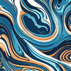 Seamless pattern with abstract blue and orange waves. Vector illustration.