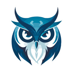 Modern abstract vector illustration of owl with blue undertone.