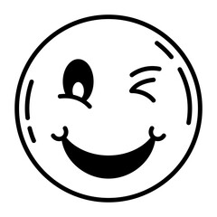 winking smiley face concept, Winky Head outline vector icon design, Housekeeping symbol, Office caretaker sign, porter or cleanser equipment stock illustration