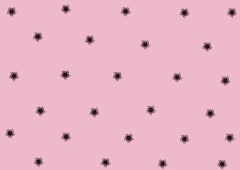 pattern with black dots elements on pink background