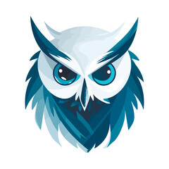 Modern abstract vector illustration of owl with blue undertone.