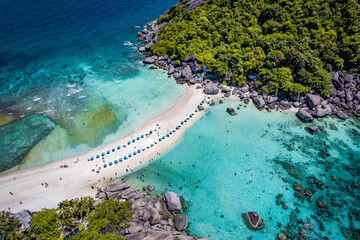 Aerial view of Koh Nang Yuan island in koh Tao, Thailand