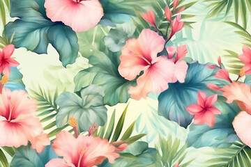 Colorful tropical leaves pattern abstract background