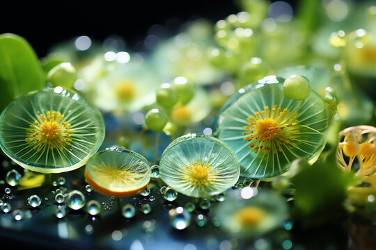 Detailed image of a plant cell with cell wall and chloroplasts, cytology Generative AI